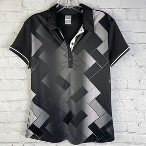 CALLAWAY Black and Gray Golf Opti Dri Polo Shirt, Size M